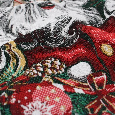 LINNEA Carré De Tissu Jacquard Polycoton Motif Festif Esprit Noël CLAUS Blanc - Blanc 6 LINNEA Carré De Tissu Jacquard Polycoton Motif Festif Esprit Noël CLAUS Blanc - Blanc – Image 4