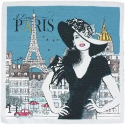 LINNEA Carré De Tissu Jacquard Polyester Motif Personnage AUDREY Bleu - Bleu