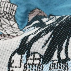 LINNEA Carré De Tissu Jacquard Polyester Motif Personnage AUDREY Bleu - Bleu -Plaid et couverture Soldes 66218211 4