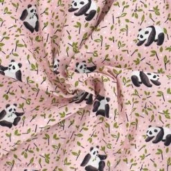LINNEA Tissu Coton Percale Motif Panda TAO Rose - Rose -Plaid et couverture Soldes 66218213 4