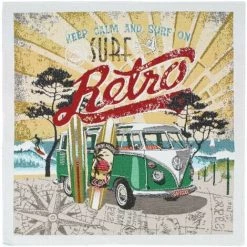 LINNEA Carré De Tissu Jacquard Polycoton Motif Surf évasion Plage KOMBI Vert Vert - Vert