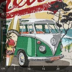 LINNEA Carré De Tissu Jacquard Polycoton Motif Surf évasion Plage KOMBI Vert Vert - Vert -Plaid et couverture Soldes 66218296 3