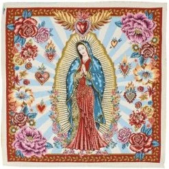 LINNEA Carré De Tissu Jacquard Polycoton Motif Personnage GUADALUPE Bleu Bleu - Bleu