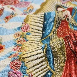 LINNEA Carré De Tissu Jacquard Polycoton Motif Personnage GUADALUPE Bleu Bleu - Bleu -Plaid et couverture Soldes 66218502 4