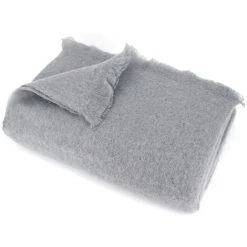 LINNEA Couverture Laine THESEE Mohair 180x220 Cm - Gris Perle