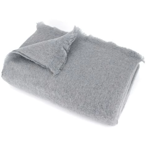 LINNEA Couverture Laine THESEE Mohair 180x220 Cm - Gris Perle 3 LINNEA Couverture Laine THESEE Mohair 180x220 Cm - Gris Perle