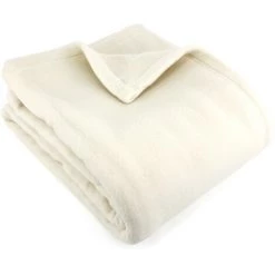 LINNEA Couverture TEDDY 100% Polyester 350 G/m2 180x220 Cm - Blanc Naturel