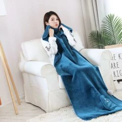 WIAN Multifonctionnel Paresseux Châle Couverture Couverture Bureau Pause Déjeuner Couverture Sieste Couverture Unique Couverture Chaude épaissie Couverture De Voyage -Plaid et couverture Soldes 66827426 3