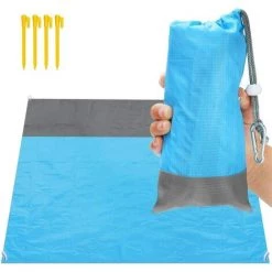 OCXIN Couverture De Plage Sans Sable, Couverture De Plage Ultra-légère Couverture De Pique-nique Imperméable 210 X 200CM Couverture De Plage Tapis De Plage Couverture De Camping Portable Anti-sable 4 Coins De Fixation Pour La Plage/randonnée/camping