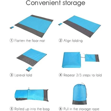 OCXIN Couverture De Plage Sans Sable, Grand Tapis De Plage Anti-sable Pour 4-6 Adultes, Couverture De Pique-nique Imperméable, Couverture D'extérieur Pour Voyage, Camping, Randonnée (210 X 200 Cm, Bleu) 7 OCXIN Couverture De Plage Sans Sable, Grand Tapis De Plage Anti-sable Pour 4-6 Adultes, Couverture De Pique-nique Imperméable, Couverture D'extérieur Pour Voyage, Camping, Randonnée (210 X 200 Cm, Bleu) – Image 5