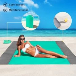 OCXIN Couverture De Plage Imperméable, Tapis De Plage Surdimensionné 200 X 210 Cm Pour 4 à 7 Adultes, Couverture De Pique-nique Sans Sable, Tapis De Pique-nique Portable Léger Pour Voyage, Camping, Pique-nique, Pliable Avec Sac -Plaid et couverture Soldes 66861035 3