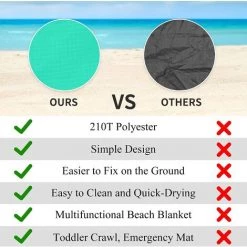 OCXIN Couverture De Plage Imperméable, Tapis De Plage Surdimensionné 200 X 210 Cm Pour 4 à 7 Adultes, Couverture De Pique-nique Sans Sable, Tapis De Pique-nique Portable Léger Pour Voyage, Camping, Pique-nique, Pliable Avec Sac -Plaid et couverture Soldes 66861035 4