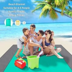 OCXIN Couverture De Plage Imperméable, Tapis De Plage Surdimensionné 200 X 210 Cm Pour 4 à 7 Adultes, Couverture De Pique-nique Sans Sable, Tapis De Pique-nique Portable Léger Pour Voyage, Camping, Pique-nique, Pliable Avec Sac -Plaid et couverture Soldes 66861035 5
