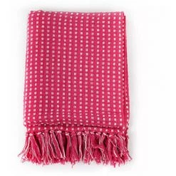 LES TENDANCES Couverture Coton à Carrés 220 X 250 Cm Rose 10 LES TENDANCES Couverture Coton à Carrés 220 X 250 Cm Rose -Plaid et couverture Soldes 66882811 4