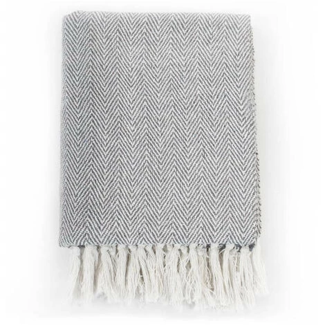 LES TENDANCES Couverture Coton à Chevrons 220 X 250 Cm Gris 6 LES TENDANCES Couverture Coton à Chevrons 220 X 250 Cm Gris – Image 4