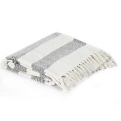 LES TENDANCES Couverture Coton Rayures 125 X 150 Cm Anthracite 10 LES TENDANCES Couverture Coton Rayures 125 X 150 Cm Anthracite -Plaid et couverture Soldes 66904117 4