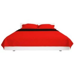 LES TENDANCES Couvre-lit Matelassé Double-face Rouge Et Noir 220x240 Cm 9 LES TENDANCES Couvre-lit Matelassé Double-face Rouge Et Noir 220x240 Cm -Plaid et couverture Soldes 66904934 3