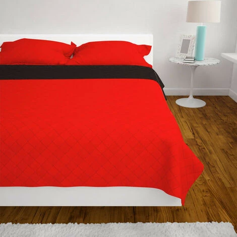 LES TENDANCES Couvre-lit Matelassé Double-face Rouge Et Noir 220x240 Cm 6 LES TENDANCES Couvre-lit Matelassé Double-face Rouge Et Noir 220x240 Cm – Image 4