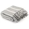 LES TENDANCES Couverture Coton à Rayures 220 X 250 Cm Gris Et Blanc -Plaid et couverture Soldes 66905094 1