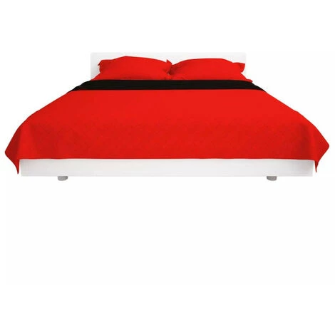 LES TENDANCES Couvre-lit Matelassé Double-face Rouge Et Noir 170x210 Cm 5 LES TENDANCES Couvre-lit Matelassé Double-face Rouge Et Noir 170x210 Cm – Image 3