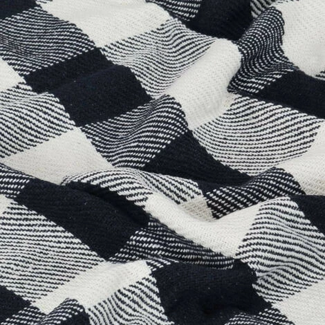 LES TENDANCES Couverture Coton Carreaux 125 X 150 Cm Bleu Marine 5 LES TENDANCES Couverture Coton Carreaux 125 X 150 Cm Bleu Marine – Image 3