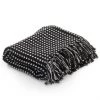 LES TENDANCES Couverture Coton à Carrés 125 X 150 Cm Noir 2 LES TENDANCES Couverture Coton à Carrés 125 X 150 Cm Noir -Plaid et couverture Soldes 66905374 1
