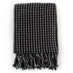 LES TENDANCES Couverture Coton à Carrés 125 X 150 Cm Noir 10 LES TENDANCES Couverture Coton à Carrés 125 X 150 Cm Noir -Plaid et couverture Soldes 66905374 4