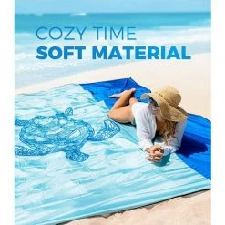 OCXIN Couverture De Plage Sans Sable XXL, 210 * 200cm, Plate-forme De Pique-nique Imperméable, Matériau Souple Et Durable, Léger Et Portable, Parfait Pour Les Voyages, Le Camping, Les Vacances à La Plage, -Plaid et couverture Soldes 66964432 5