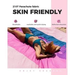 OCXIN Couverture De Plage Sans Sable XXL, 210 * 200cm, Plate-forme De Pique-nique Imperméable, Matériau Souple Et Durable, Léger Et Portable, Parfait Pour Les Voyages, Le Camping, Les Vacances à La Plage, -Plaid et couverture Soldes 66964451 4