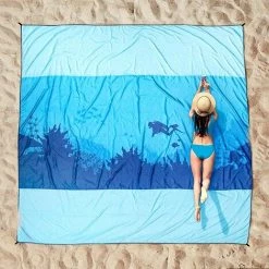 OCXIN Couverture De Plage Sans Sable XXL, 210 * 200cm, Plate-forme De Pique-nique Imperméable, Matériau Souple Et Durable, Léger Et Portable, Parfait Pour Les Voyages, Le Camping, Les Vacances à La Plage, -Plaid et couverture Soldes 66964936 2