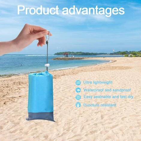 OCXIN Couverture De Plage Ultralégère Couverture De Pique-nique Imperméable 200 X 140 Cm Résistant Au Sable Tapis De Plage Léger Pliable Portable Couverture De Poche Surdimensionnée Couverture De Camping En Plein Air Voyage Avec 4 Poteaux Et Poche 5 OCXIN Couverture De Plage Ultralégère Couverture De Pique-nique Imperméable 200 X 140 Cm Résistant Au Sable Tapis De Plage Léger Pliable Portable Couverture De Poche Surdimensionnée Couverture De Camping En Plein Air Voyage Avec 4 Poteaux Et Poche – Image 3