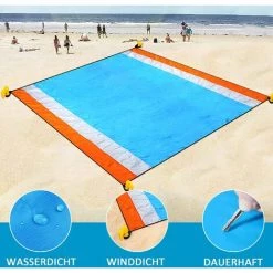 OCXIN Couverture De Plage Couverture De Pique-nique 210 X 200 Cm Tapis De Plage Couverture De Pique-nique Imperméable Sans Sable Couverture D'extérieur Pour La Plage, Le Camping, La Randonnée Portable à Séchage Rapide Sans Sable Imperméable