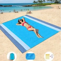 OCXIN Couverture De Plage Couverture De Pique-nique 200 X 210 Cm Tapis De Plage Couverture De Pique-nique Imperméable Sans Sable Couverture D'extérieur Pour La Plage, Le Camping, La Randonnée Portable à Séchage Rapide Sans Sable Imperméable