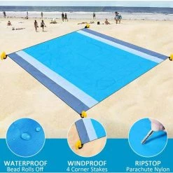 OCXIN Couverture De Plage Couverture De Pique-nique 200 X 210 Cm Tapis De Plage Couverture De Pique-nique Imperméable Sans Sable Couverture D'extérieur Pour La Plage, Le Camping, La Randonnée Portable à Séchage Rapide Sans Sable Imperméable -Plaid et couverture Soldes 66966395 3