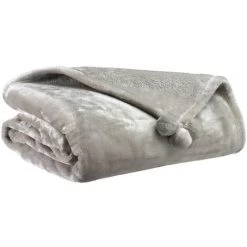 VIVARAISE Plaid En Polyester Avec Pompons Tender 170 X 130 Cm Perle - Perle
