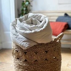 Couvre-lit En Lin Lavé Sable Doublure En Percale De Coton Lavé Oslo Passage Vernet - 180x250cm - Beige