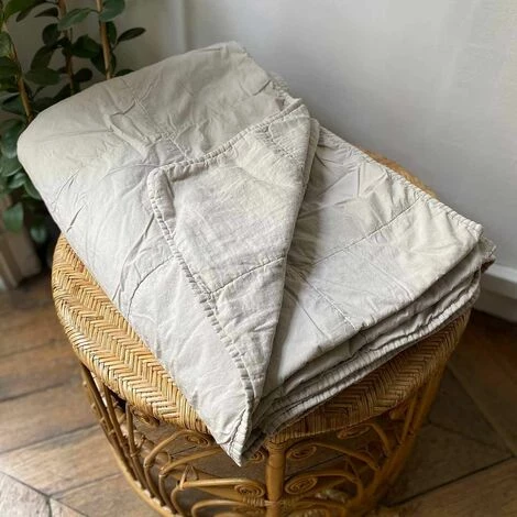 Couvre-lit En Lin Lavé Sable Doublure En Percale De Coton Lavé Oslo Passage Vernet - 180x250cm - Beige 4 Couvre-lit En Lin Lavé Sable Doublure En Percale De Coton Lavé Oslo Passage Vernet - 180x250cm - Beige – Image 2