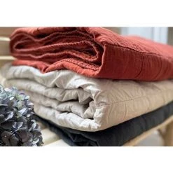 Couvre-lit En Lin Lavé Sable Doublure En Percale De Coton Lavé Oslo Passage Vernet - 180x250cm - Beige 11 Couvre-lit En Lin Lavé Sable Doublure En Percale De Coton Lavé Oslo Passage Vernet - 180x250cm - Beige -Plaid et couverture Soldes 67620435 5