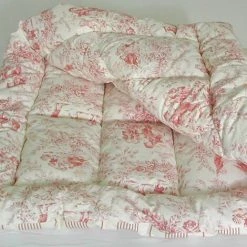 MAISON TILLEUL Edredon En Coton Matelassé Toile De Jouy Rouge - 140 X 150 Cm - Rouge