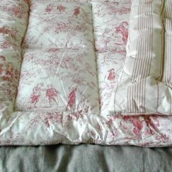 MAISON TILLEUL Edredon En Coton Matelassé Toile De Jouy Rouge - 140 X 150 Cm - Rouge -Plaid et couverture Soldes 67620467 3
