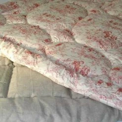 MAISON TILLEUL Edredon En Coton Matelassé Toile De Jouy Rouge - 140 X 150 Cm - Rouge -Plaid et couverture Soldes 67620467 4