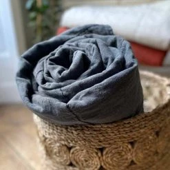 Couvre-lit En Lin Lavé Gris Anthracite Doublure En Percale De Coton Lavé Oslo Passage Vernet - 180x250cm - Gris