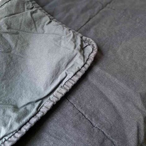 Couvre-lit En Lin Lavé Gris Anthracite Doublure En Percale De Coton Lavé Oslo Passage Vernet - 180x250cm - Gris 4 Couvre-lit En Lin Lavé Gris Anthracite Doublure En Percale De Coton Lavé Oslo Passage Vernet - 180x250cm - Gris – Image 2