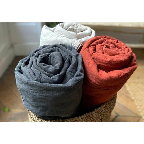 Couvre-lit En Lin Lavé Gris Anthracite Doublure En Percale De Coton Lavé Oslo Passage Vernet - 180x250cm - Gris 6 Couvre-lit En Lin Lavé Gris Anthracite Doublure En Percale De Coton Lavé Oslo Passage Vernet - 180x250cm - Gris – Image 4