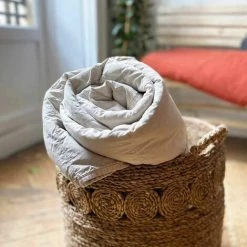 Couvre-lit XL En Lin Lavé Sable Doublure En Percale De Coton Lavé Oslo Passage Vernet - 230x250cm - Beige -Plaid et couverture Soldes 67620579 2