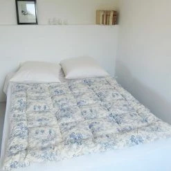 MAISON TILLEUL Edredon En Coton Matelassé Toile De Jouy Bleu 140 X 150 - Bleu