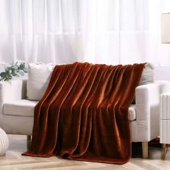 OYLDA Couverture Polaire En Flanelle Pour Lits Jumeaux, All Season 300GSM Super Soft Cozy Blanket For Bed, Caramel -Plaid et couverture Soldes 68139565 3
