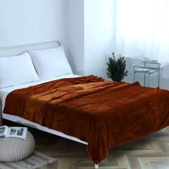 OYLDA Couverture Polaire En Flanelle Pour Lits Jumeaux, All Season 300GSM Super Soft Cozy Blanket For Bed, Caramel -Plaid et couverture Soldes 68139565 4