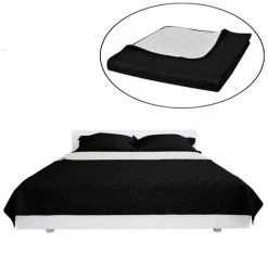 LangRay Maison & Jardin Couvre-lit à Double Face Matelassé Noir/Blanc 220x240 Cm -Plaid et couverture Soldes 68148715 2