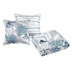 LOVELY CASA Couvre-lit Et Taies D'oreiller (240 X 220 Cm) Quiberon Gris -Plaid et couverture Soldes 68299765 3